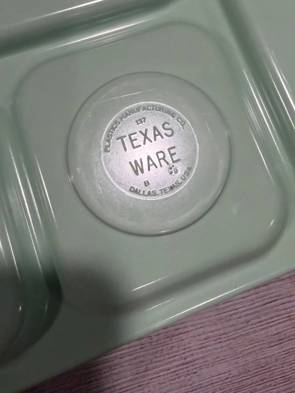 4 Texas Ware Mint & Tan School Lunch Divided Cafeteria Plate Tray 10 X 10